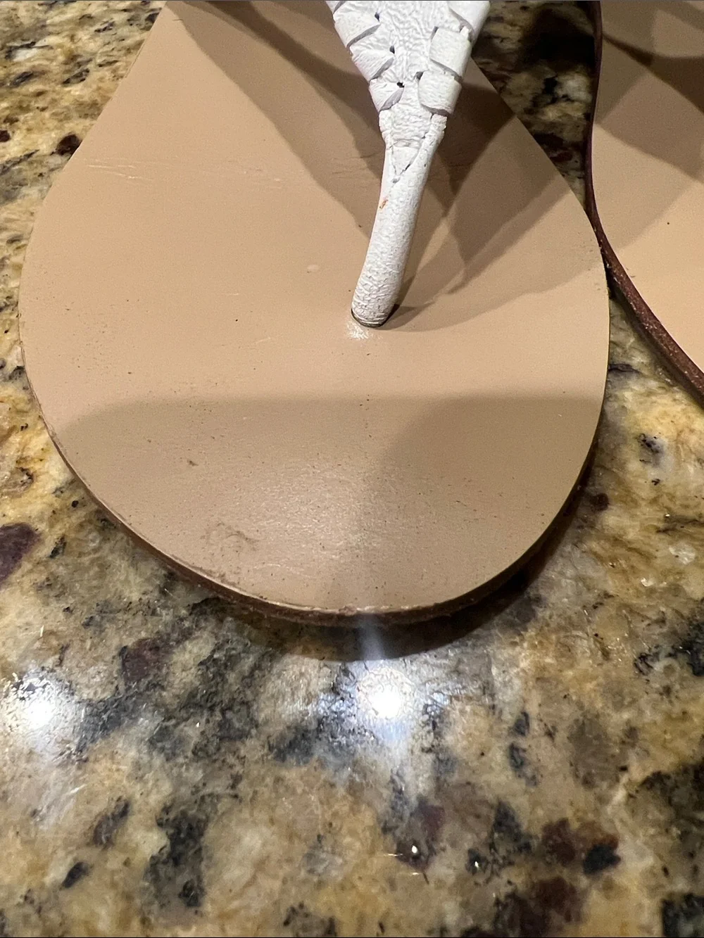 Jack Rogers White Leather Thong Sandals with Pink Tassel Accents